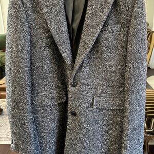 Topman Gray Long Coat Classic Tweed